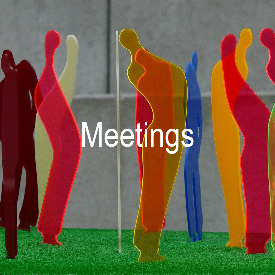 Image of flourescent cutouts of people in a group